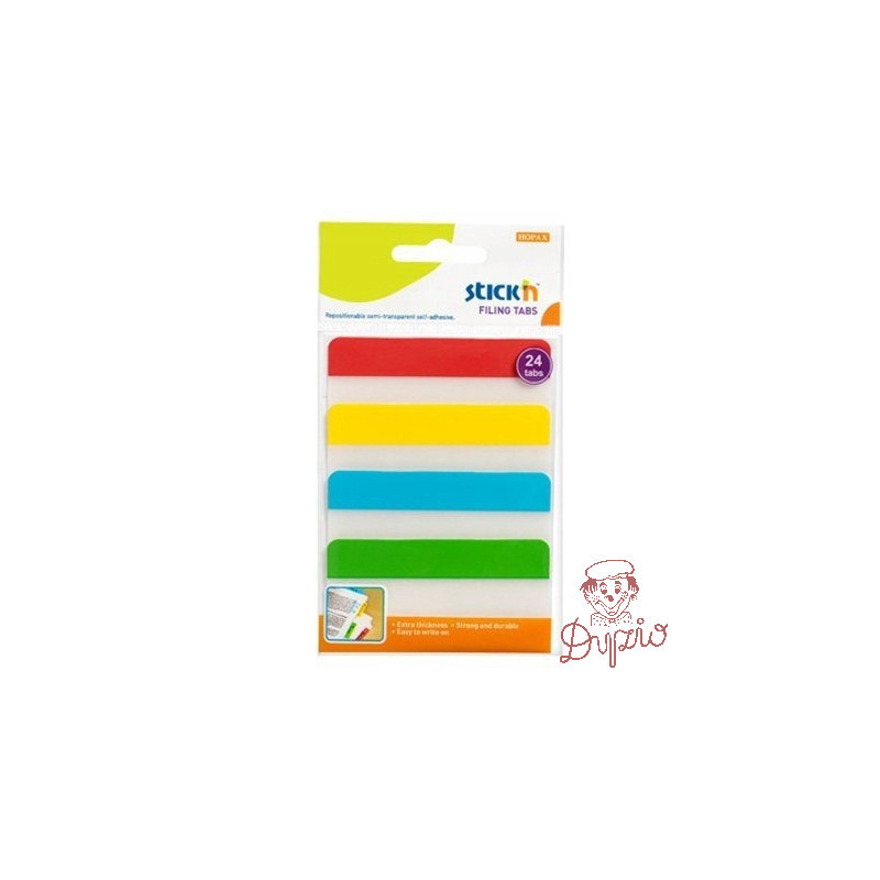 Przekładki indeksujące przeźroczyste 38x76mm 4 kolory 21609 STICK&acute N