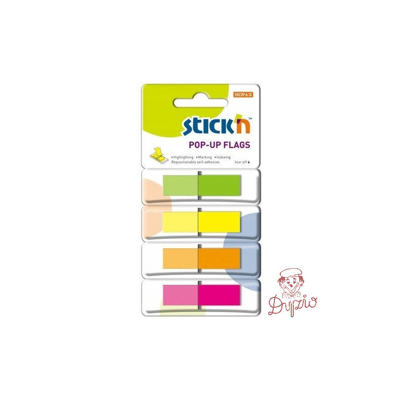 Zakładki indeksujące w podajniku 45x12mm 160/4 kolory 26017 STICK&acute N