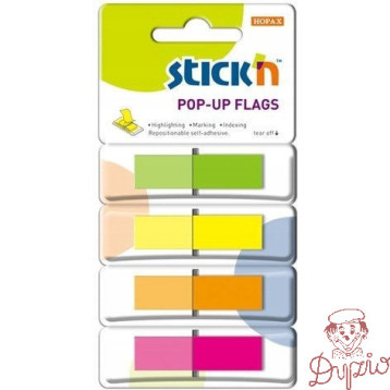 Zakładki indeksujące w podajniku 45x12mm 160/4 kolory 26017 STICK&acute N