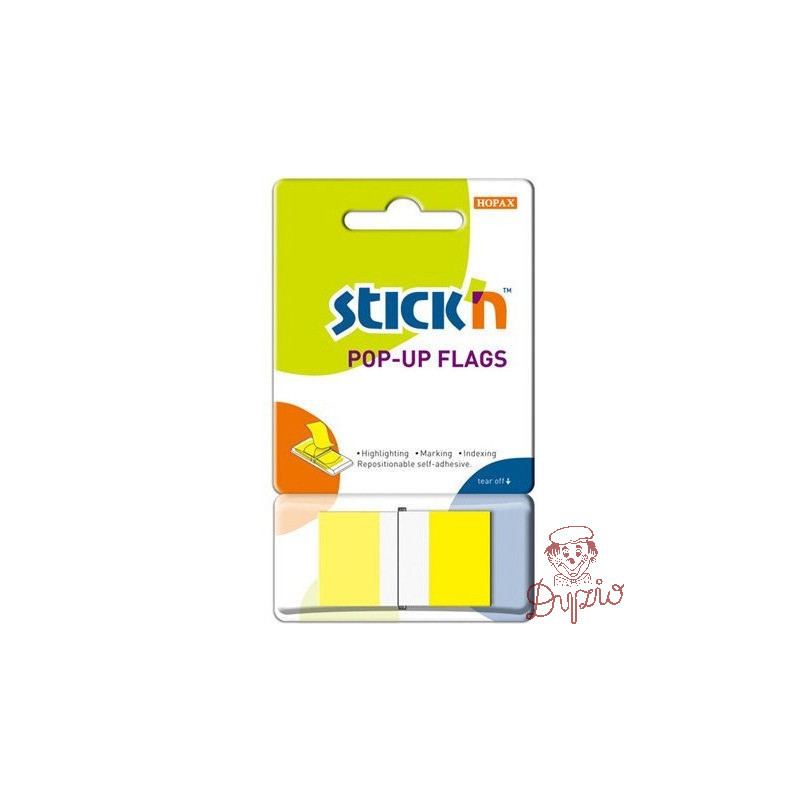 Zakładki indeksujące 45x25mm w podajniku żółte 50szt STICK`N 26022