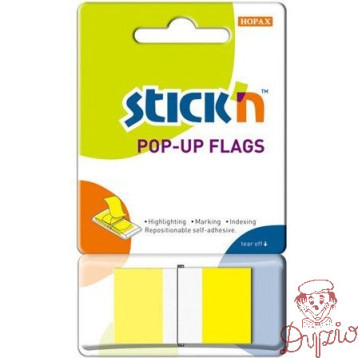Zakładki indeksujące 45x25mm w podajniku żółte 50szt STICK`N 26022