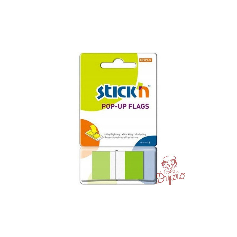 Zakładki indeksujące 45x25mm w podajniku zielone 50szt STICKN 26023
