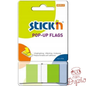 Zakładki indeksujące 45x25mm w podajniku zielone 50szt STICKN 26023