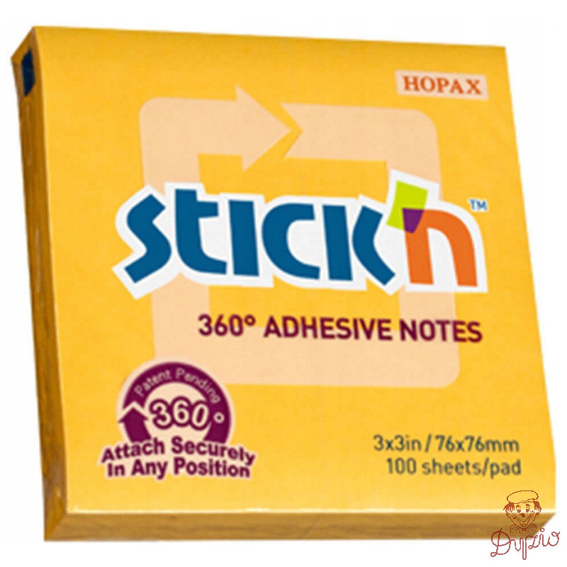 Bloczek STICK`N 76x76mm 360stopni ciemnożółty 21551