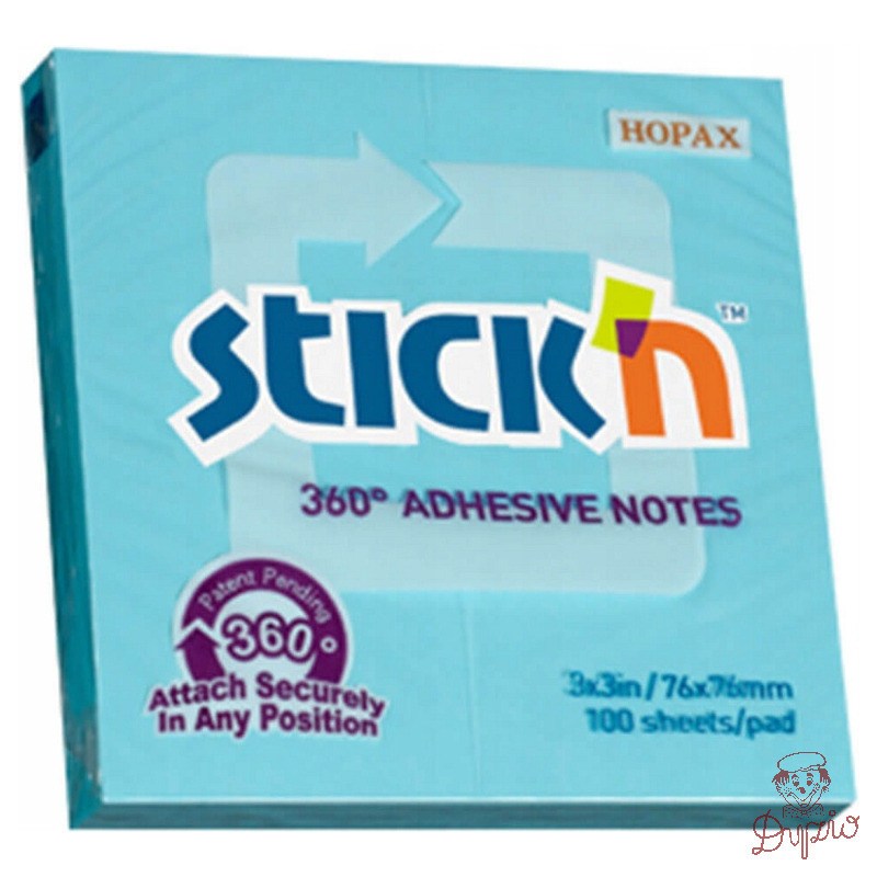Bloczek 76x76mm niebieski 360stopni STICK`N 21553