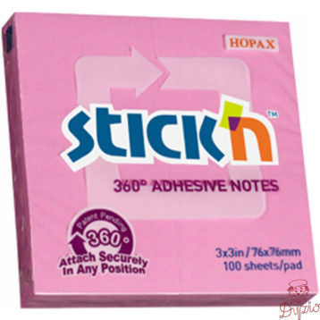 Bloczek STICKN 76x76mm 360stopni różowy 21554