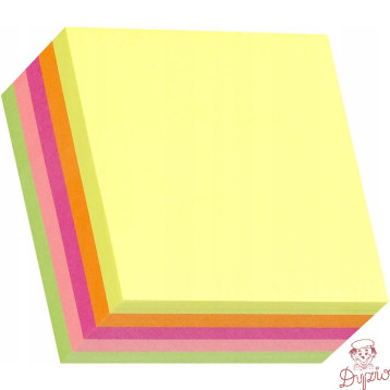 Bloczek samoprzylepny 51x51mm 250k mix 5 kolorów neonowych STICKN 21203