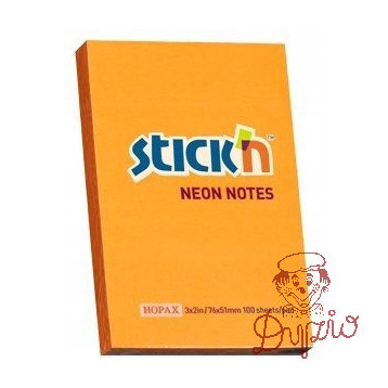 Bloczek STICKN 76x51mm 100k pomarańczowy neon 21160