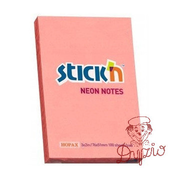 Bloczek STICKN 76x51mm różowy neon 100k 21162 STICKN