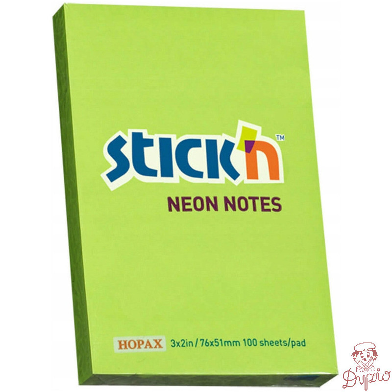 Bloczek STICKN 76x51mm zielony neon 100k 21163