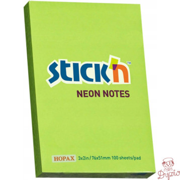 Bloczek STICKN 76x51mm zielony neon 100k 21163