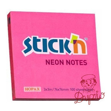 Bloczek STICKN 76x76mm ciemnoróżowy neonowy 100k 21165 STICKN