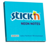 Bloczek samoprzylepny 76x76mm 100k niebieski neonowy 21209 STICK`N