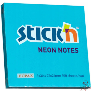 Bloczek samoprzylepny 76x76mm 100k niebieski neonowy 21209 STICK`N