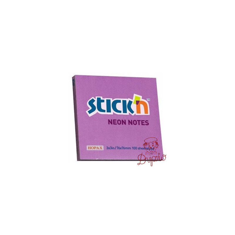 Bloczek STICKN 76x76mm fioletowy neonowy 100k 21210 STICKN
