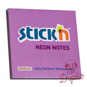 Bloczek STICKN 76x76mm fioletowy neonowy 100k 21210 STICKN
