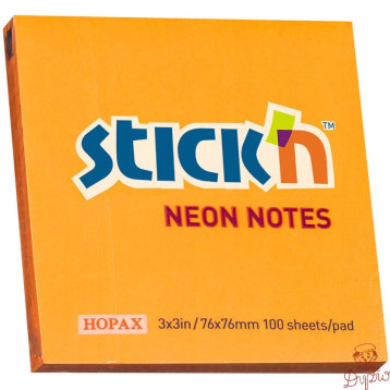 Bloczek STICK`N 76x76mm 100k pomarańczowy neonowy 21164