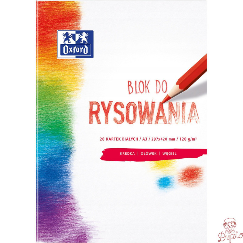 Blok rysunkowy szkolny A3 biały 20 kartek 120g 400093197 OXFORD
