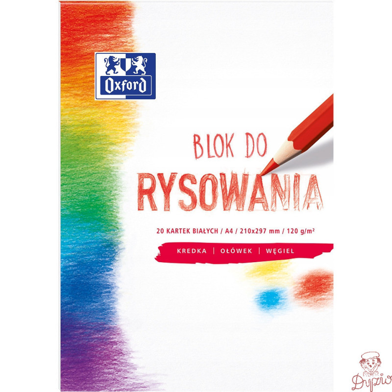 Blok rysunkowy szkolny A4 biały 20 kartek 120g 400093195 OXFORD