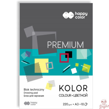 Blok techniczny A3 220g 10 kolorów PREMIUM HA 3722 3040-09 HAPPY COLOR