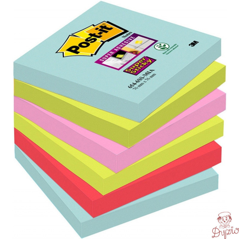 Bloczek samoprzylepny 76x76mm 90k mix kolorów (6szt) POST-IT MIAMI Super Sticky 70005291227 3M