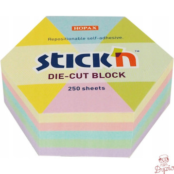 Notes sześciokąt, 61X70MM, MIX 5 KOL. pastelowych 250KART 21826 STICK`N