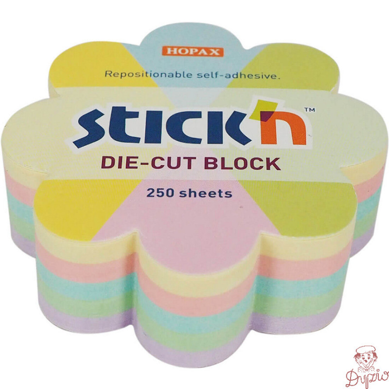 Notes STICK`N 67x67mm KWIATEK MIX 5 KOL. PASTELOWYCH, 250 kartek 21832