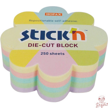 Notes STICK`N 67x67mm KWIATEK MIX 5 KOL. PASTELOWYCH, 250 kartek 21832