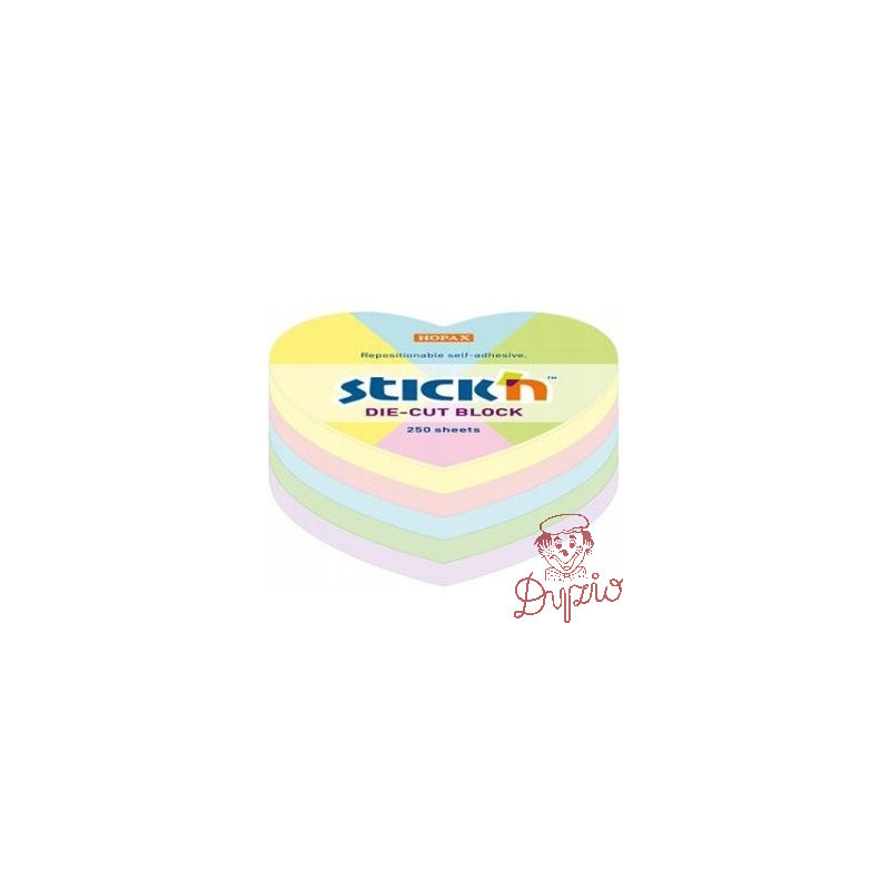 NOTES SERCE, 64X67MM, MIX 5 KOL. PASTELOWYCH, 250KART. 21835