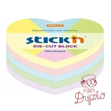 NOTES SERCE, 64X67MM, MIX 5 KOL. PASTELOWYCH, 250KART. 21835