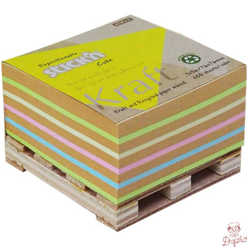 Bloczek samoprzylepny 76x76mm 400k 5 kolorów KRAFT paleta 21817 STICK`N