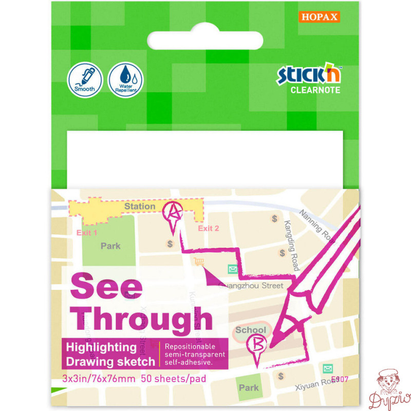 Notes samoprzylepny 76x76mm 50k przezroczysty STICK`N 21712