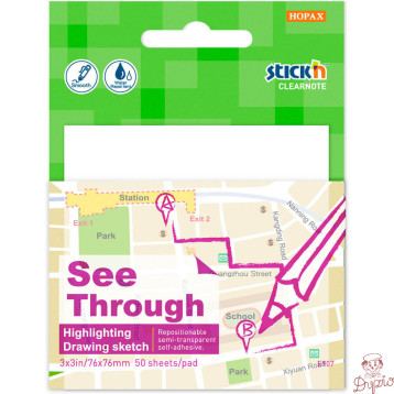 Notes samoprzylepny 76x76mm 50k przezroczysty STICK`N 21712