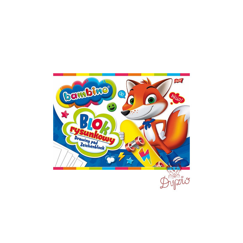 Blok rysunkowy szkolny A4 biały 20 kartek 80g BAMBINO