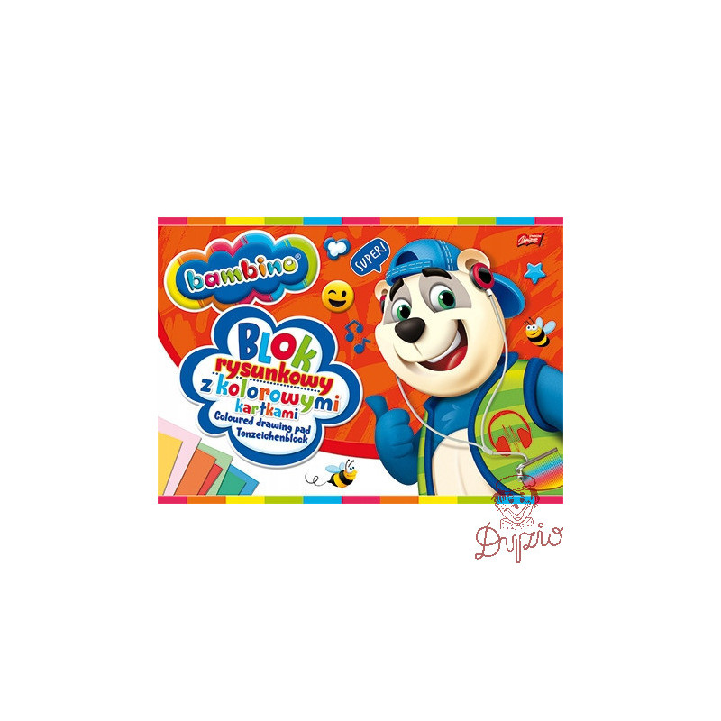 Blok rysunkowy A4 kolorowy 80g. 16kartek BAMBINO