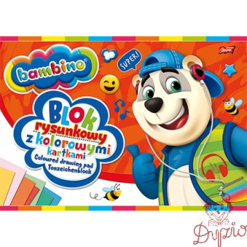Blok rysunkowy A4 kolorowy 80g. 16kartek BAMBINO