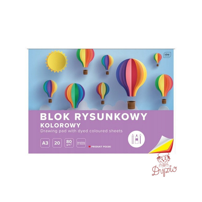 Blok rysunkowy kolorowy A3 20k INTERDRUK