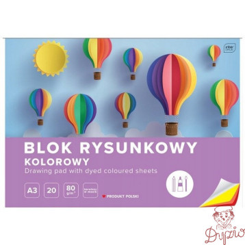 Blok rysunkowy kolorowy A3 20k INTERDRUK