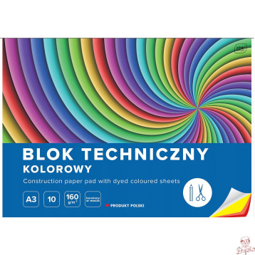 Blok techniczny kolorowy A3 10k INTERDRUK