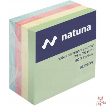 Bloczek samoprzylepny 75x75mm 400k pastelowy NATUNA (NSKP/D)