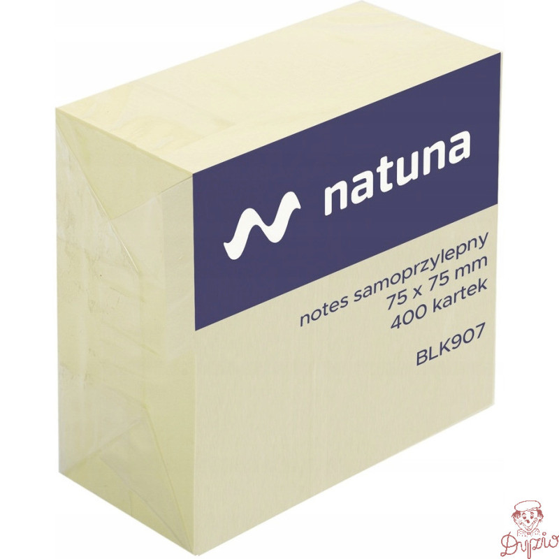 Bloczek samoprzylepny 75x75mm 400k żółty NATUNA (NSKZ/D)