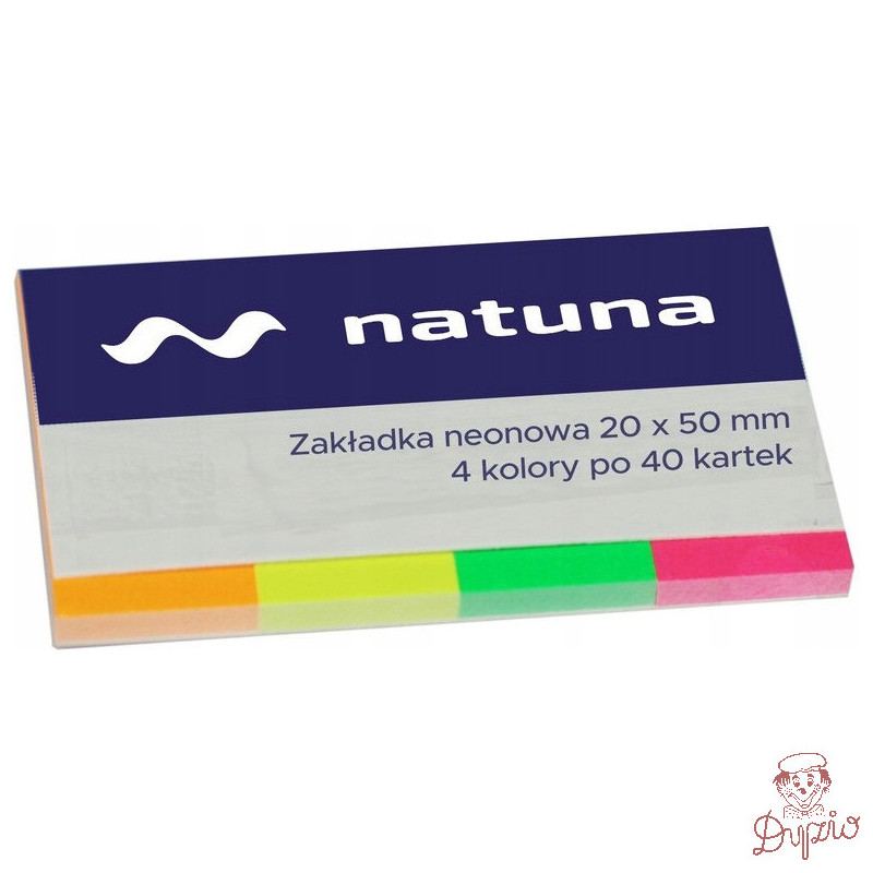 Zakładka indeksująca 20x50mm 4x40k neonowa NATUNA (NSP20/50/N/D)
