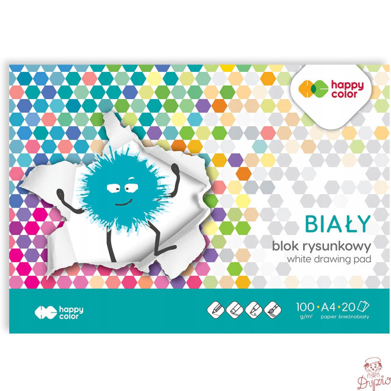 Blok rysunkowy A4 100g biały HA 3710 2 030-0 HAPPY COLOR