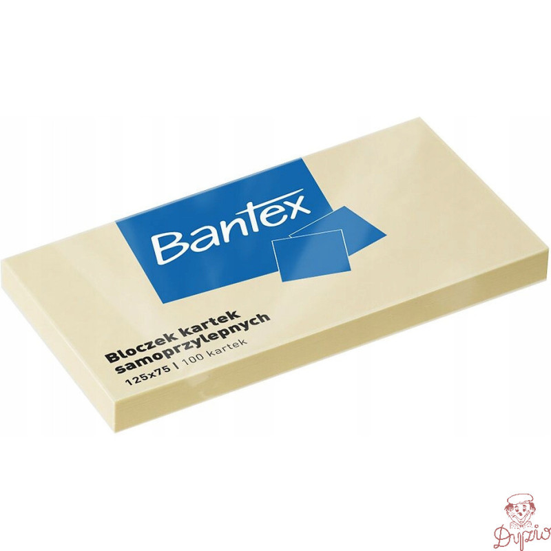 Karteczki samoprzylepne bloczek 125x75mm 100 kartek żółty 400086388 BANTEX