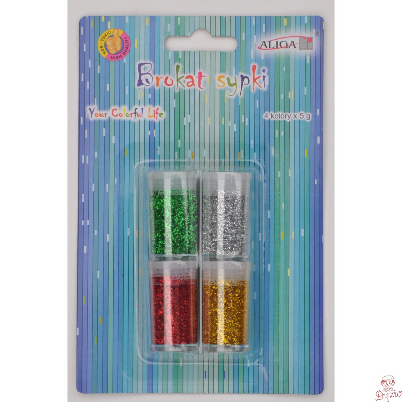 Brokat sypki bio 4 kol. x 5g zielony/srebrny/czerwony/złoty GL-054 ALIGA