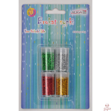 Brokat sypki bio 4 kol. x 5g zielony/srebrny/czerwony/złoty GL-054 ALIGA
