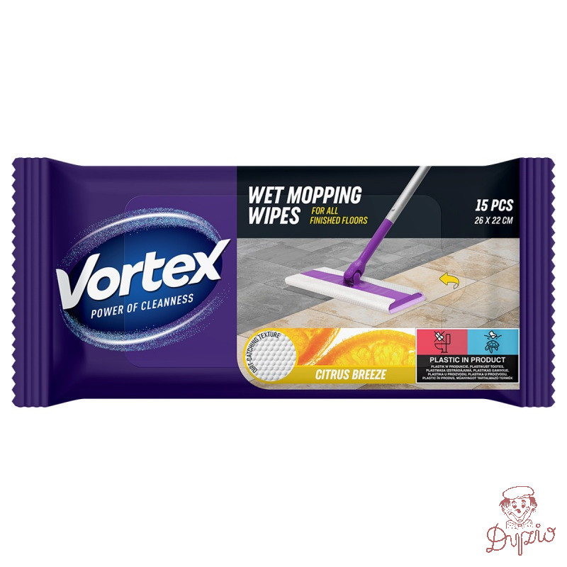 Chusteczki do mopowania podłóg na mokro CYTRUSOWA BRYZA 15szt. BS-VR-663549 VORTEX