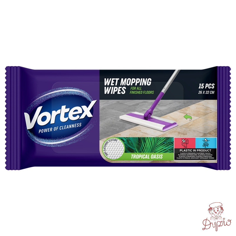 Chusteczki do mopowania podłóg na mokro TROPIKALNA OAZA 15szt. BS-VR-663525 VORTEX