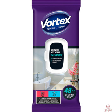Chusteczki nawilżane VORTEX do łazienki z klapką 48 szt.