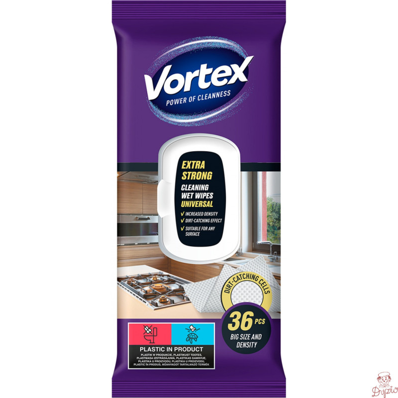 Chusteczki nawilżane VORTEX uniwersalne extra strong z klapką 36 szt.